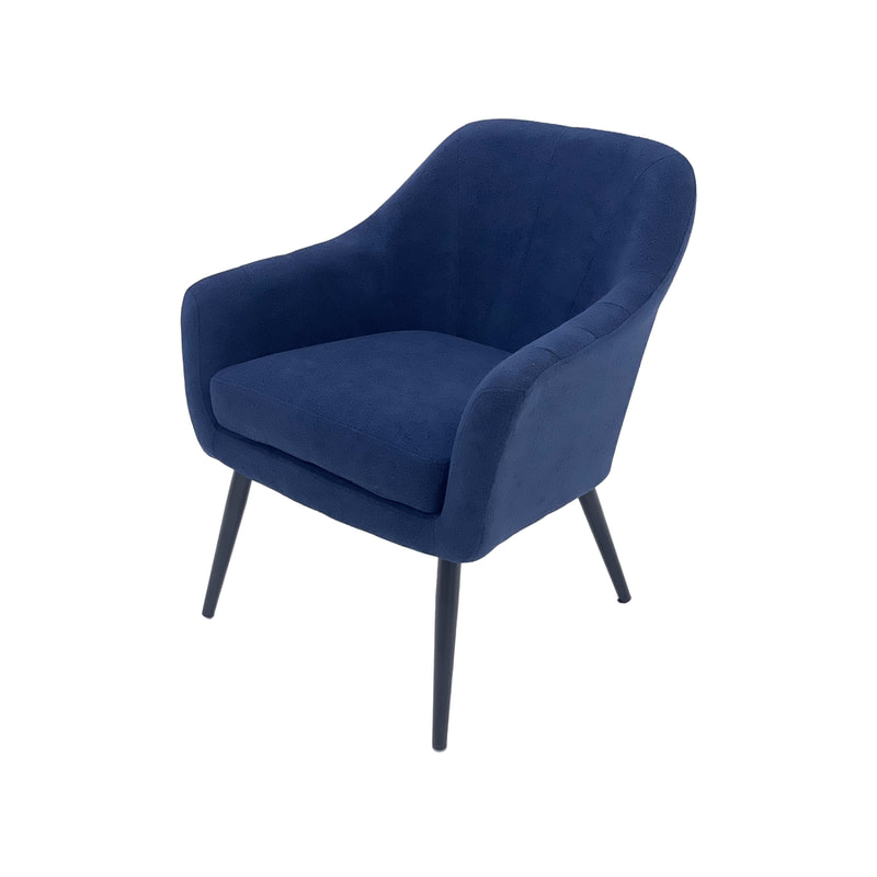 F-CC112-MB Harper club chair in midnight blue fabric with black legs