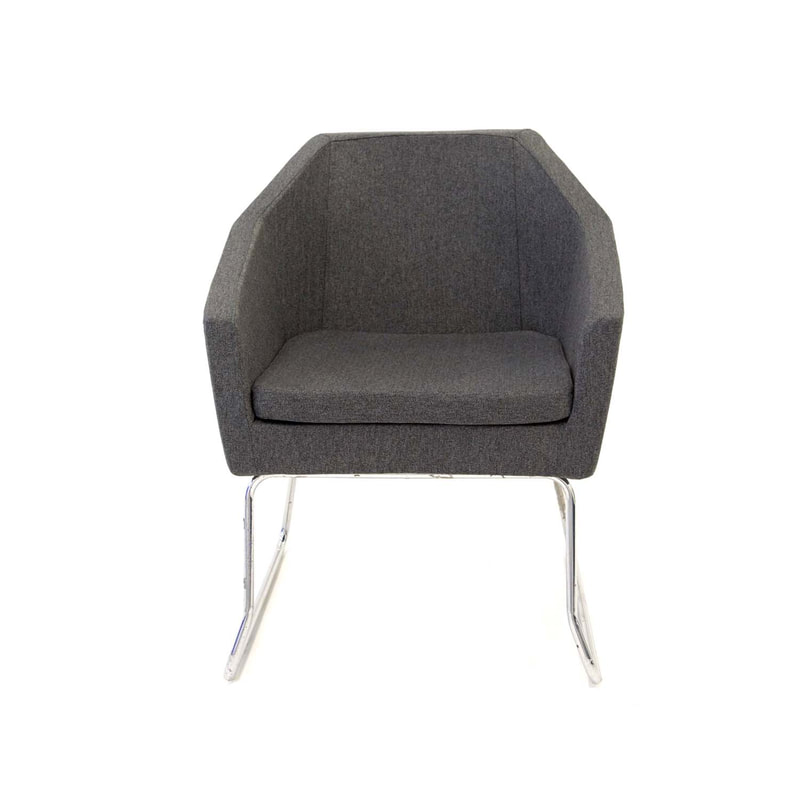 F-CC125-DG Leon club chair in dark grey fabric with metal legs