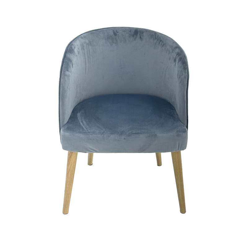 F-CC126-GY Caitlin club chair in grey velvet with wooden legs 