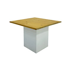 F-CF102-LW Hudson square cafe table with light wood top and white base