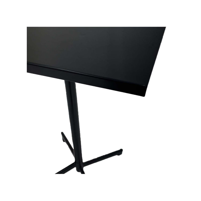 F-CF147-BL Austin cafe table in black powder coated finish with folding top
