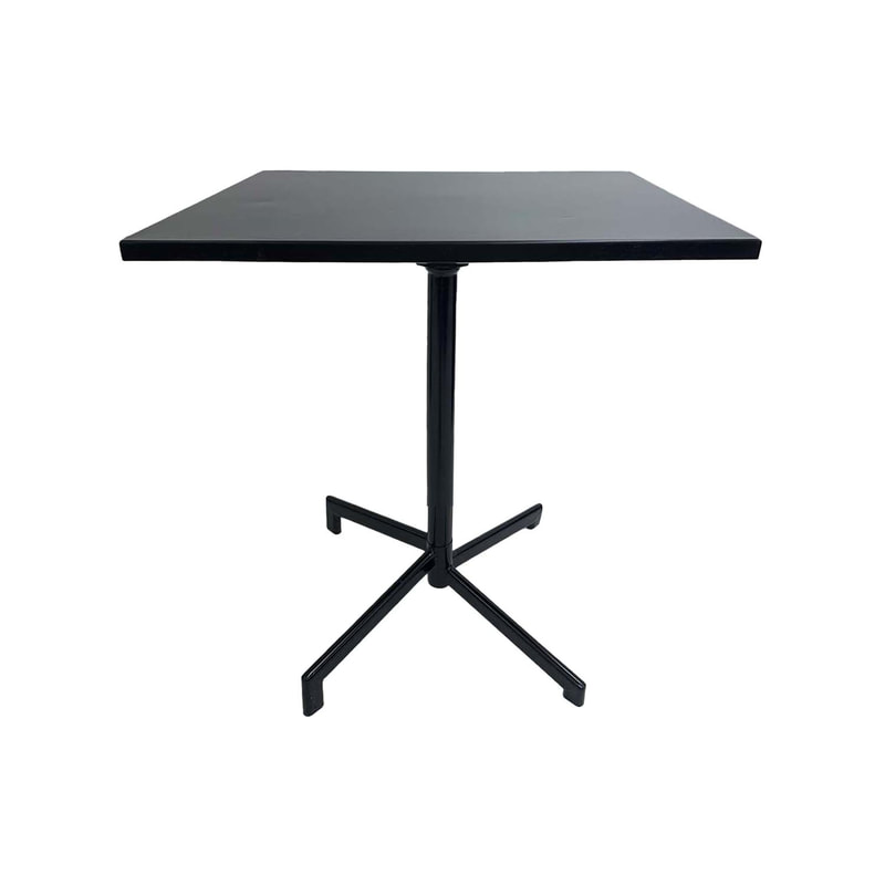 F-CF147-BL Austin cafe table in black powder coated finish with folding top