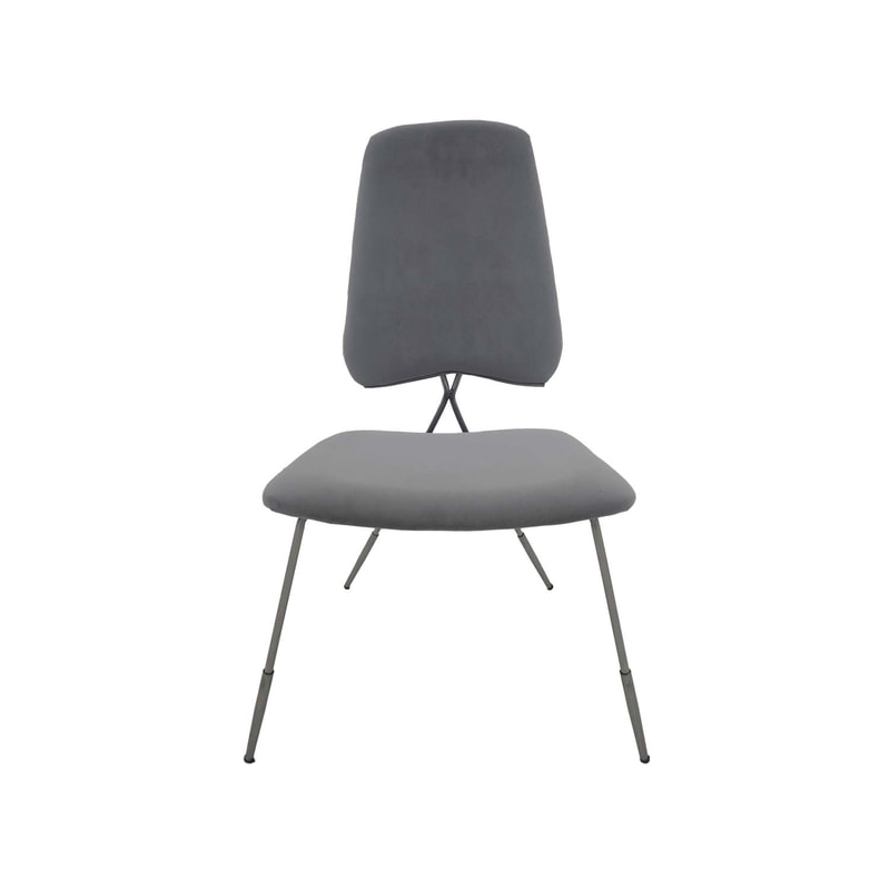 F-CH108-SI Ziggy chair in silver grey velvet with silver plated frame