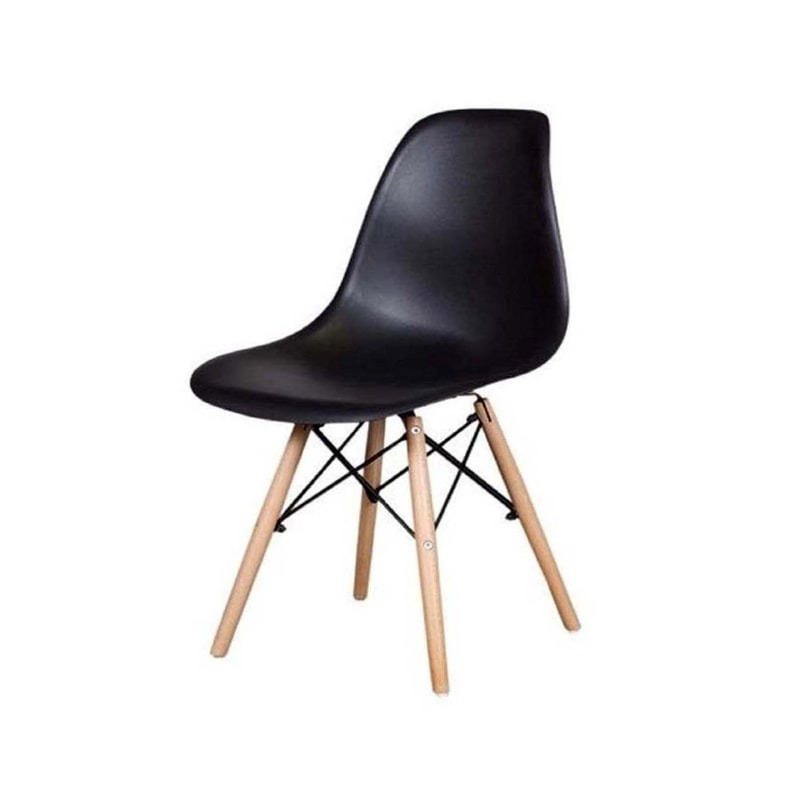 F-CH130-BL Eames chair in black with wooden legs 