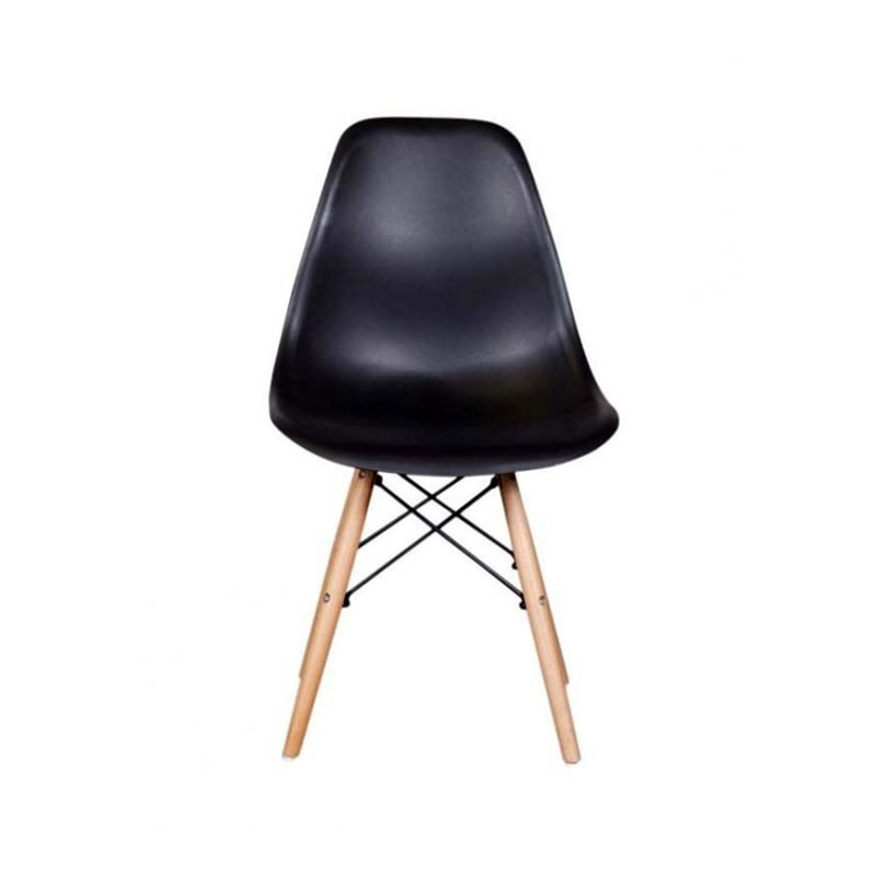 F-CH130-BL Eames chair in black with wooden legs 