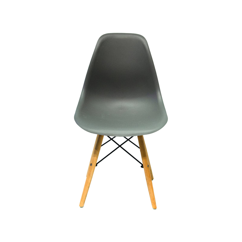 F-CH130-GY Eames chair in grey with wooden legs 