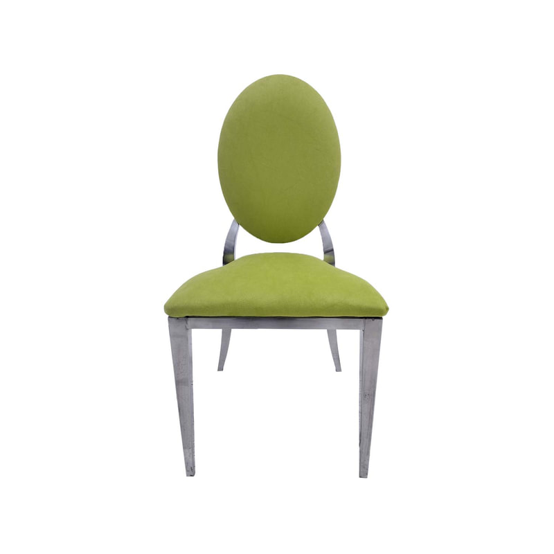 F-CH132-GL Silver Dior chair in lime green fabric