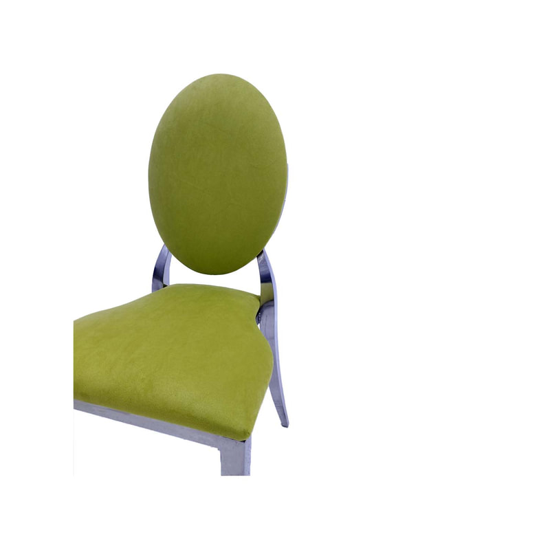 F-CH132-GL Silver Dior chair in lime green fabric