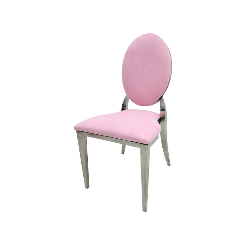 F-CH132-LP Silver Dior chair in Light Pink fabric