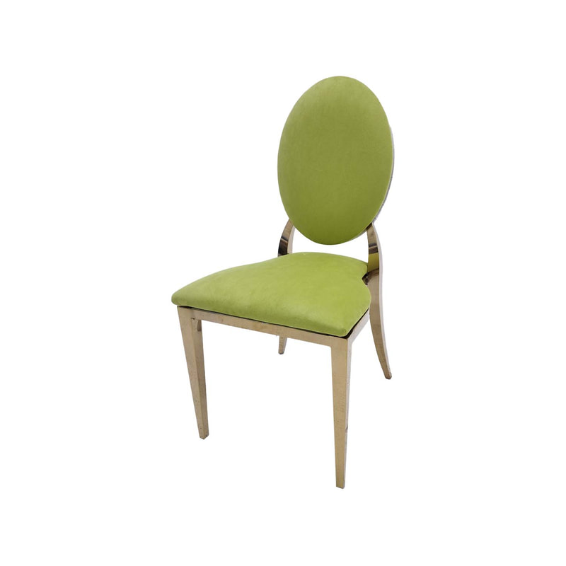 F-CH133-GL Gold Dior chair in lime green fabric
