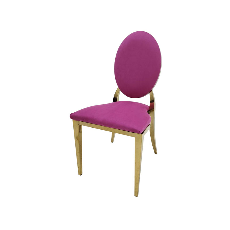 F-CH133-HP Gold Dior chair in hot pink fabric