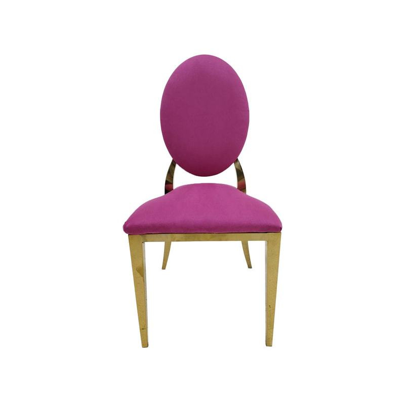 F-CH133-HP Gold Dior chair in hot pink fabric