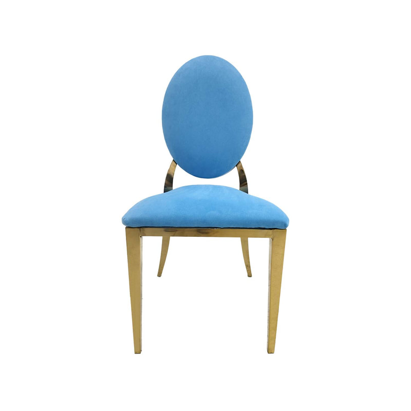 F-CH133-LB Gold Dior chair in light blue fabric