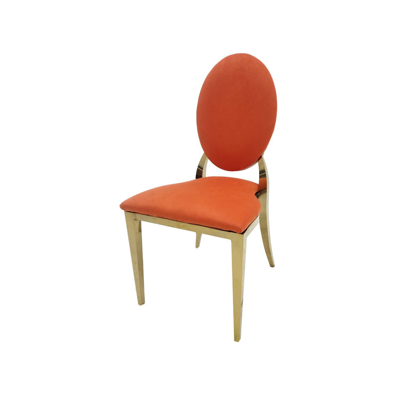 F-CH133-OR Gold Dior chair in orange fabric