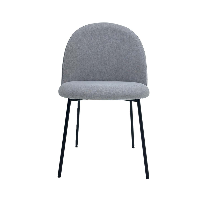 F-CH143-GY Marin chair in grey fabric with black metal legs