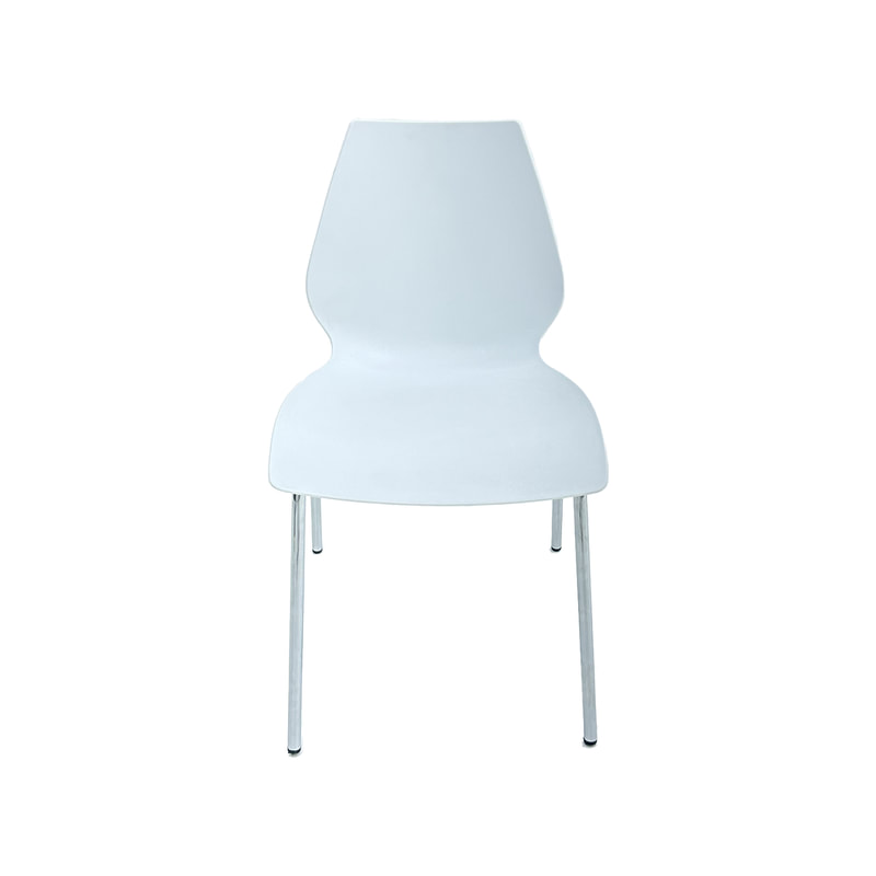 F-CH149-WH Ontari chair in white with silver metal frame