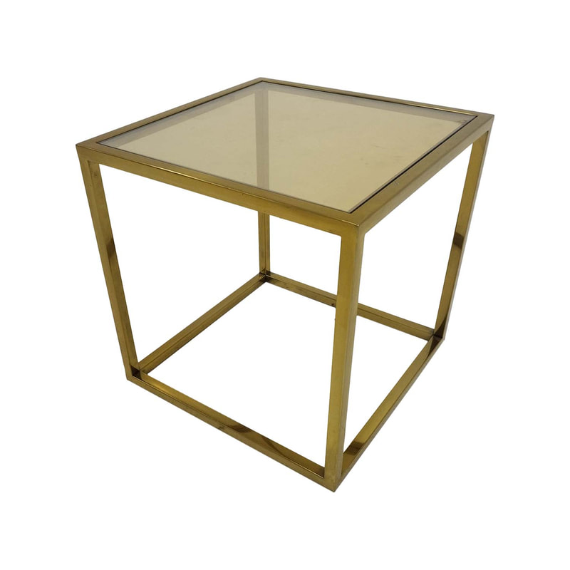 F-CS106-CG Enzo side table with champagne gold mirrored glass top and champagne gold plated frame