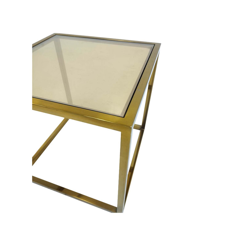 F-CS106-CG Enzo side table with champagne gold mirrored glass top and champagne gold plated frame