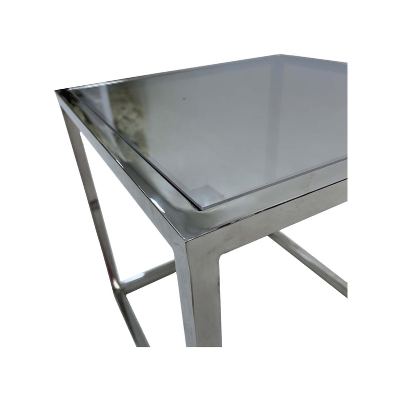 F-CS106-SI Enzo side table with silver mirrored glass top and silver plated frame