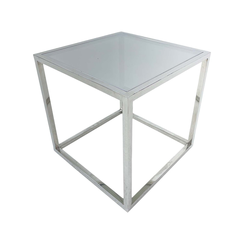 F-CS106-SI Enzo side table with silver mirrored glass top and silver plated frame