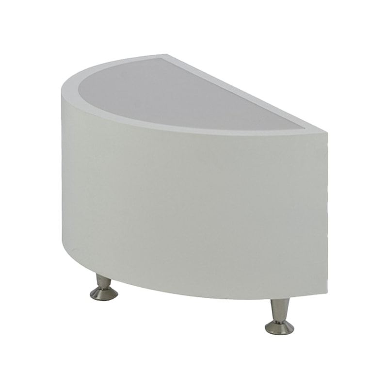 F-CS111-WH Barcelona curved side table in white with acrylic top and silver legs