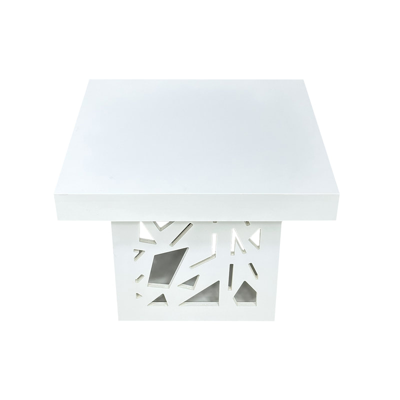 F-CS142-WH Ollie side table with white top and mashrabiya pattern base