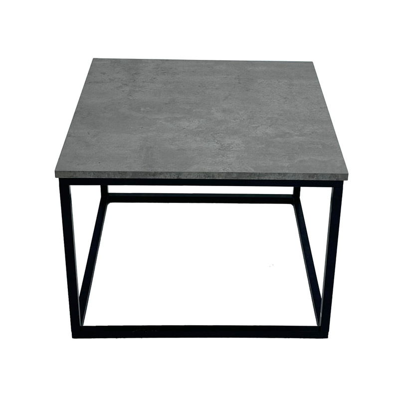 F-CS146-CC Madison square side table with concrete top and black metal frame
