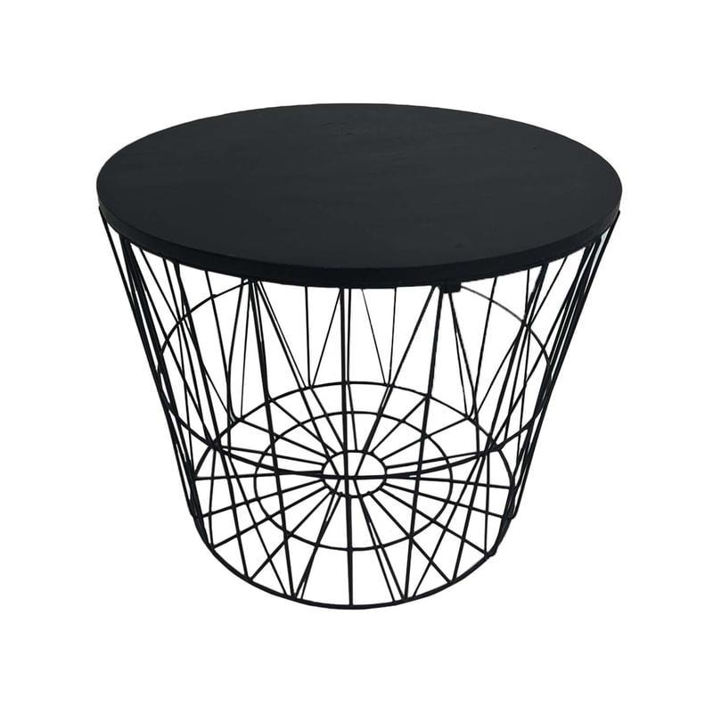 F-CS167-BL Danish round coffee table in black wire frame and top