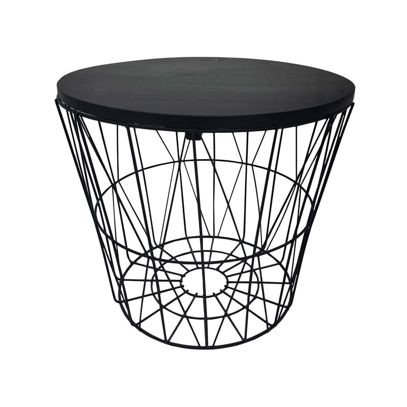 F-CS168-BL Danish round side table in black wire frame and top