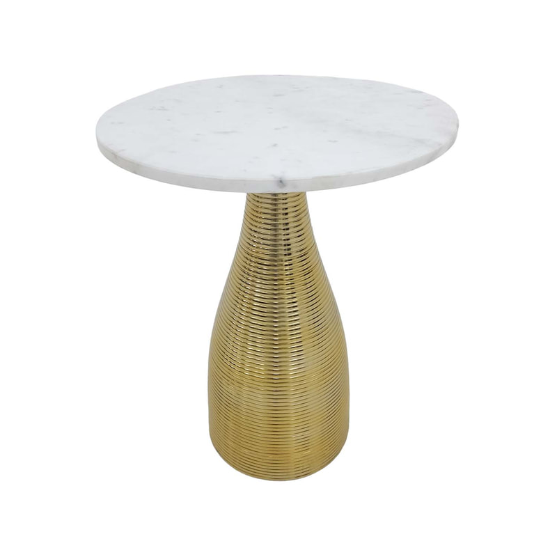 F-CS172-GW Bermuda side table with white marble top and gold base