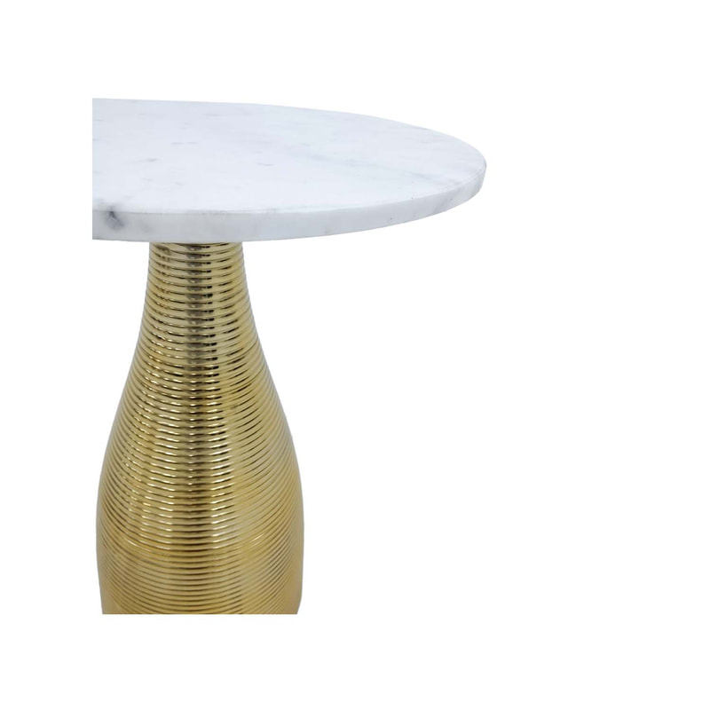 F-CS172-GW Bermuda side table with white marble top and gold base