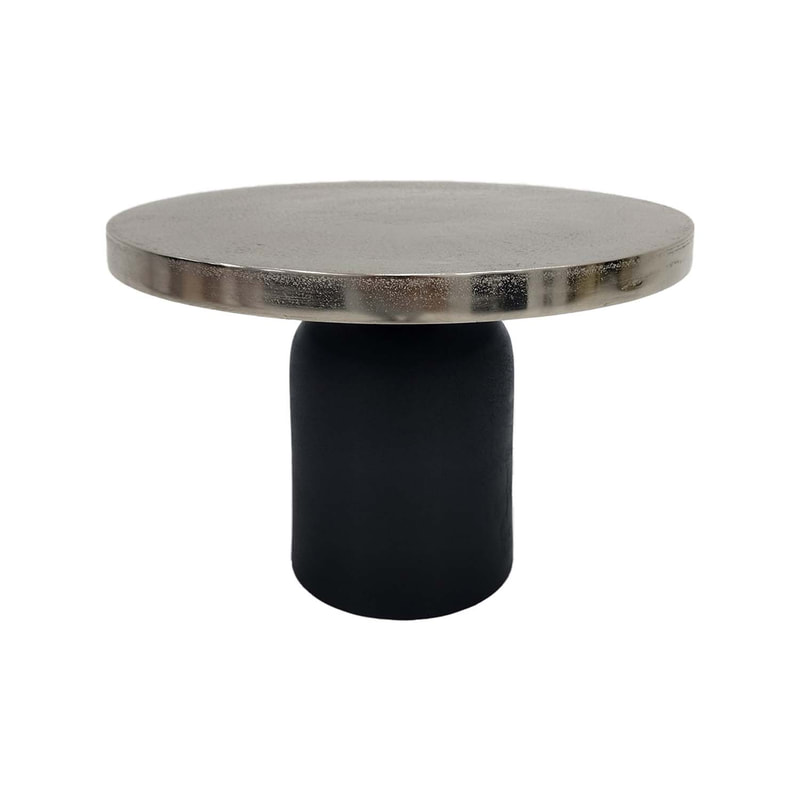 F-CS174-SI Venice side table with silver top and black base