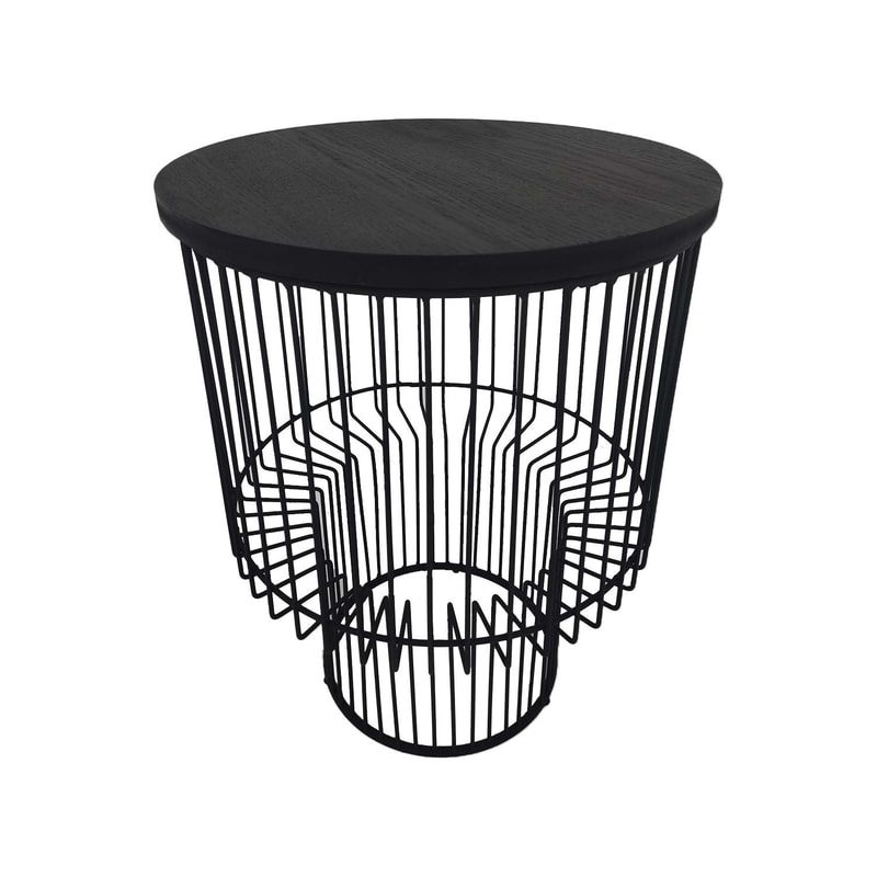 F-CS178-BL Ruby side table with black wire frame and top 