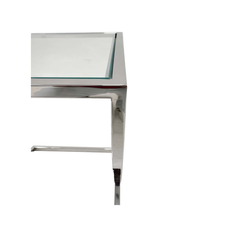 F-CS187-SI Trish side table with silver plated frame and clear glass top