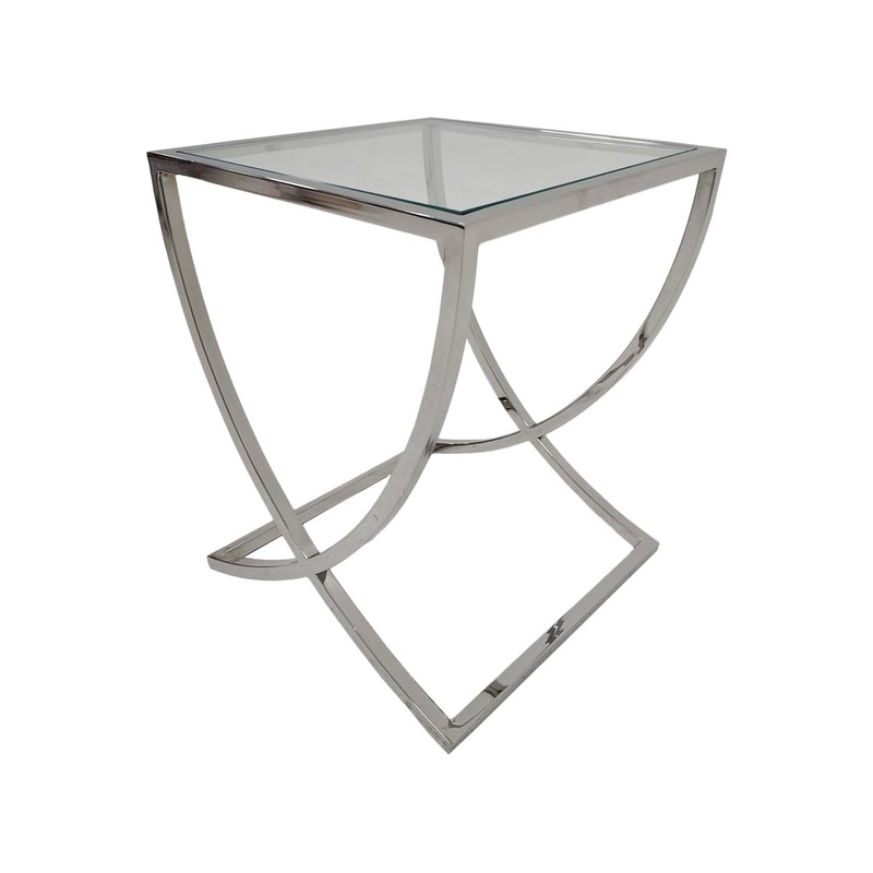 F-CS187-SI Trish side table with silver plated frame and clear glass top