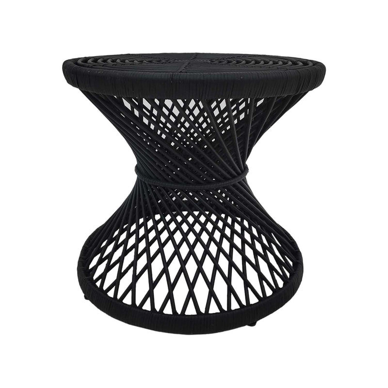 F-CS204-BL Peacock side table with black cane frame 