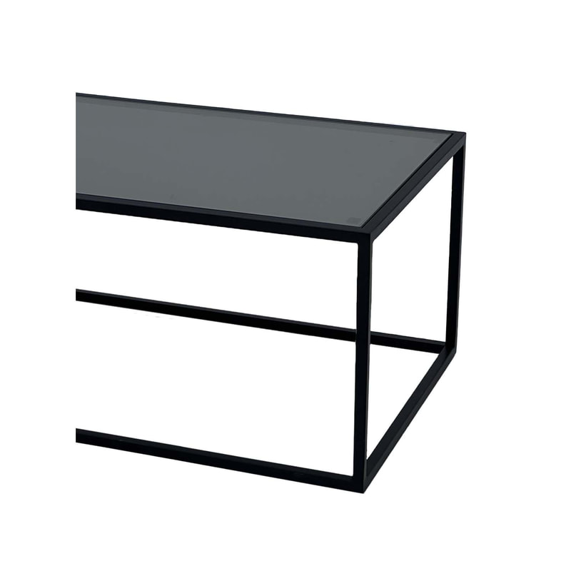 F-CT106-BL Enzo coffee table with black glass top and black metal frame