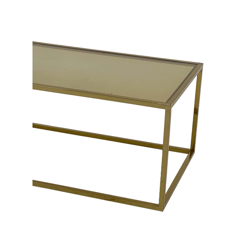 F-CT106-CG Enzo coffee table with champagne gold mirrored glass top and champagne gold plated frame