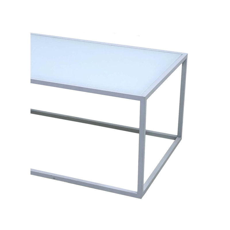 F-CT106-WH Enzo coffee table with white glass top and white metal frame