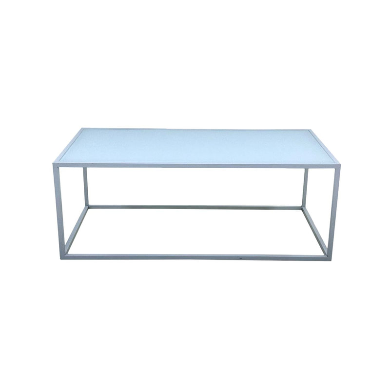 F-CT106-WH Enzo coffee table with white glass top and white metal frame