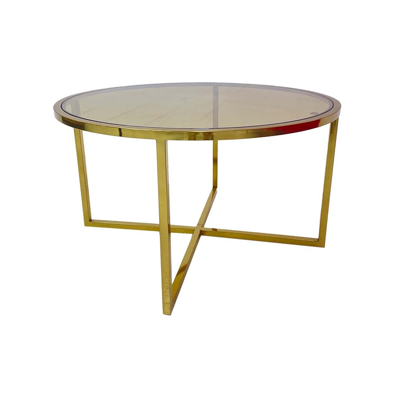 F-CT107-CG Enzo round coffee table with champagne gold mirrored glass top and champagne gold plated frame