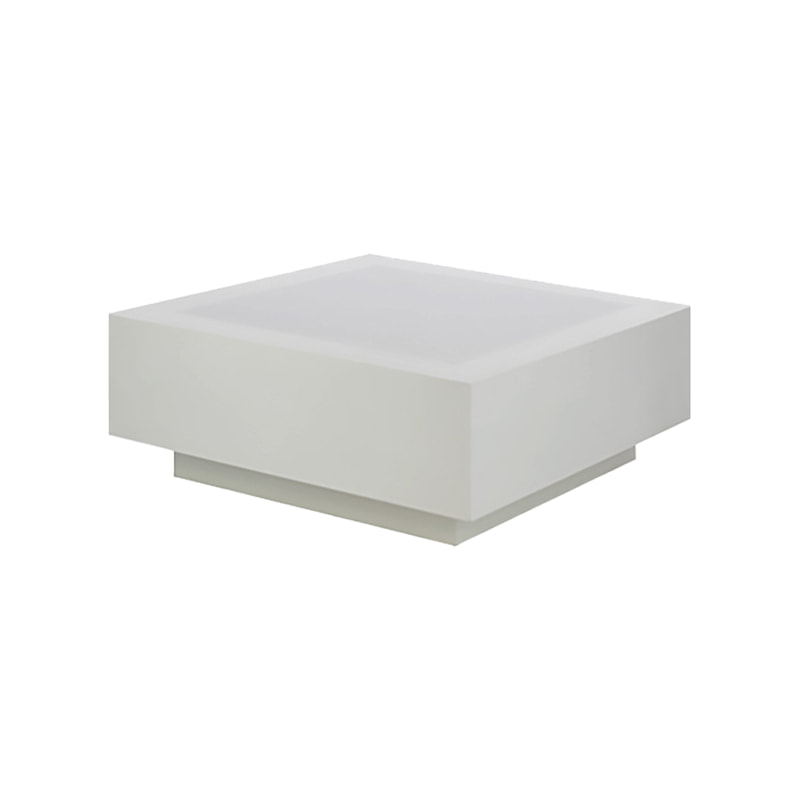 F-CT112-WH Barcelona square coffee table in white with an acrylic top