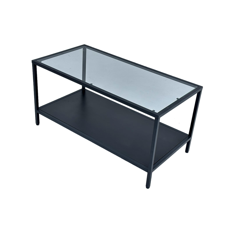 F-CT126-BL Dolos coffee table in black with glass to