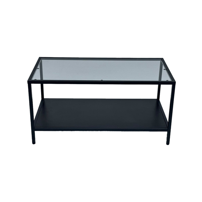 F-CT126-BL Dolos coffee table in black with glass top