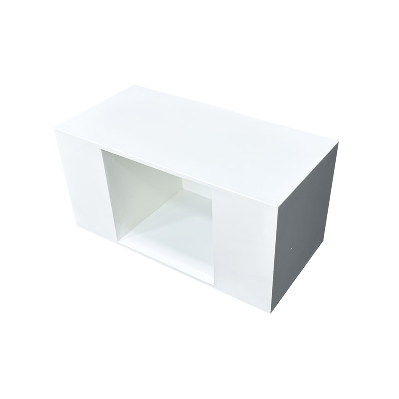 F-CT139-WH Solon rectangular coffee table in white with open back for bin placement
