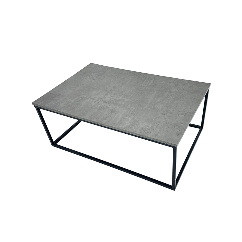 F-CT146-CC Madison rectangular coffee table with concrete top and black metal frame