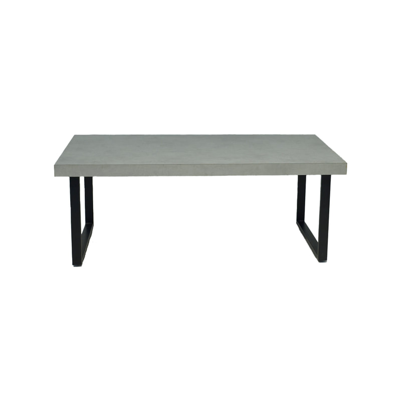 F-CT160-BC Dagmar square coffee table with a concrete effect top and black metal legs