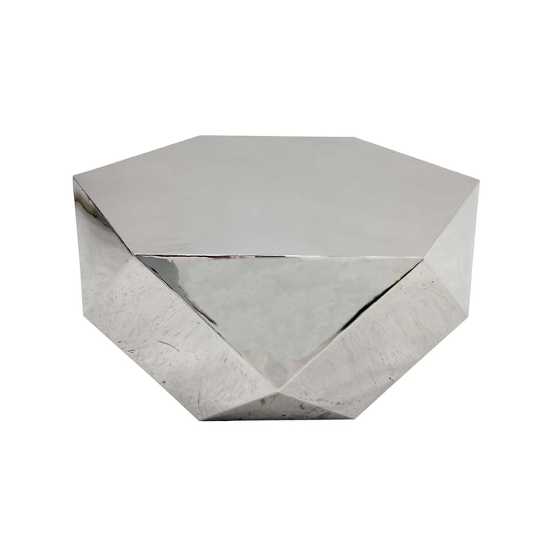 F-CT173-SI Maison geometric metal coffee table in silver