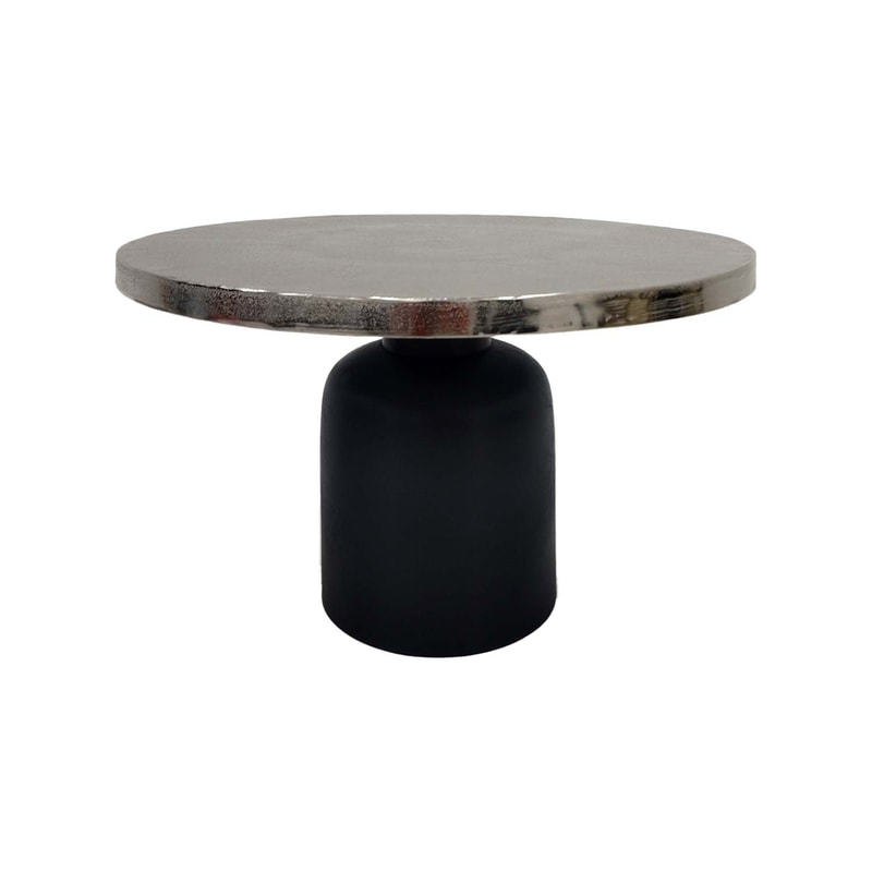 F-CT174-SI Venice coffee table with silver top and black base