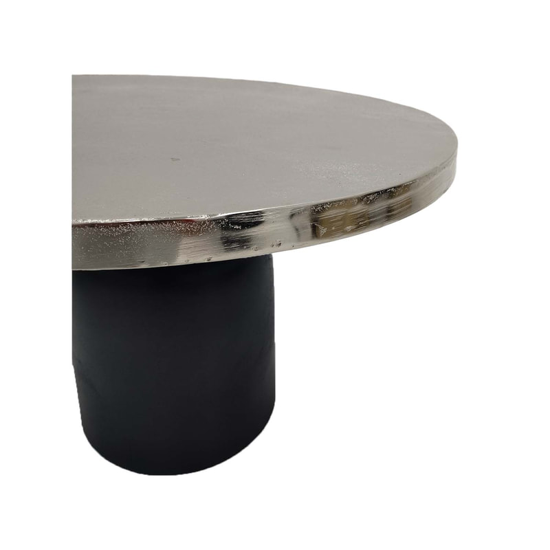 F-CT174-SI Venice coffee table with silver top and black base